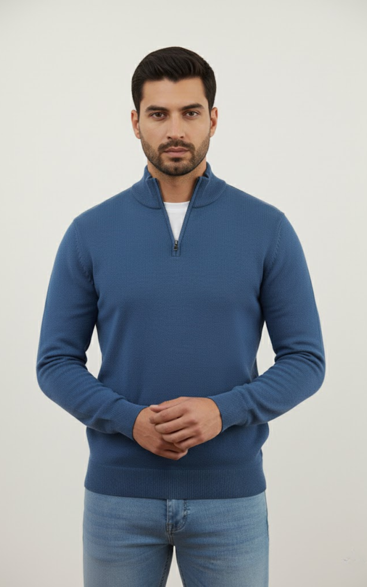 Men’s Quarter-Zip Sweater – Classic Cotton Blend Pullover