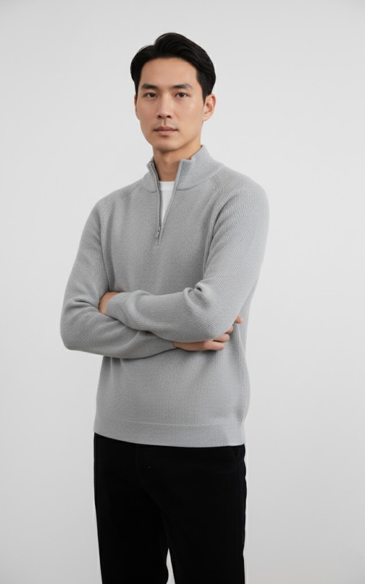 Men’s Quarter-Zip Mock Neck Sweater – Premium Cotton Blend Pullover