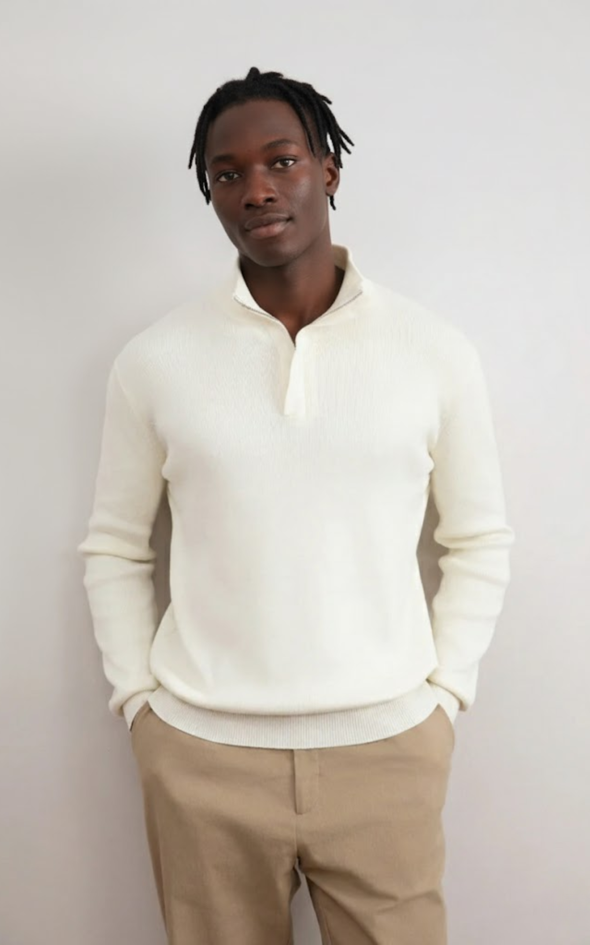 Men’s Half-Zip Knit Sweater – Classic Ribbed Collar Pullover
