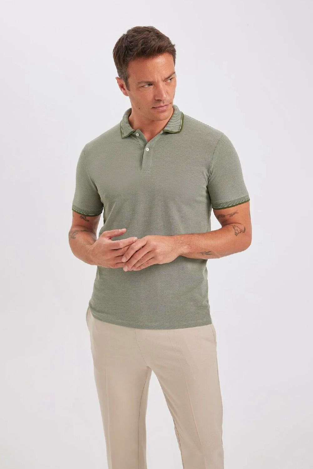 Sage Green Slim Polo