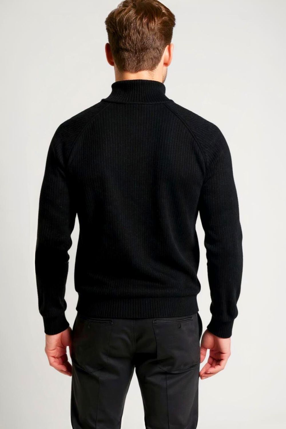 Black Zip-Up Knit Jacket